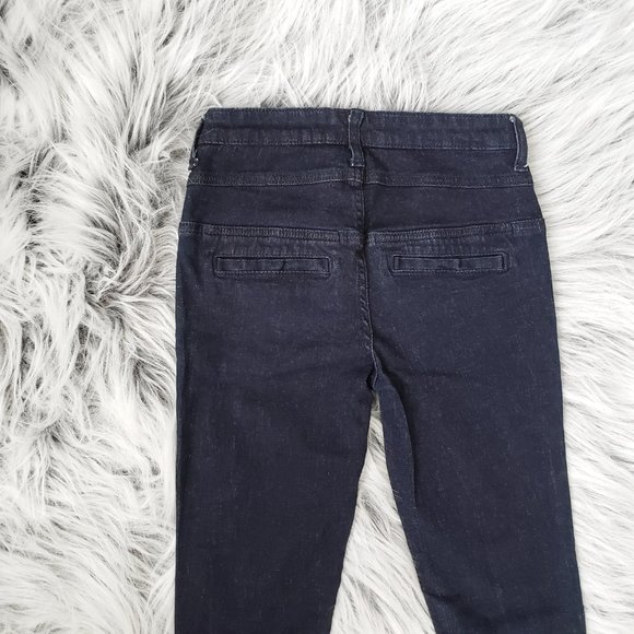 High Waisted Dark Blue Denim Skinny Jeans With Button Fly // 1 - Picture 5 of 8